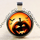 Halloween Picture Glass Pendant Necklaces NJEW-D280-38S-1