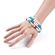 4 pièces 4 style fait à la main en argile polymère heishi surfeur bracelets extensibles sertis de charme d'étoile de mer de coquille d'alliage BJEW-JB07757-3