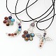 Platinum Tone Chakra Jewelry Zinc Alloy Bezel Gemstone Pendant Necklaces NJEW-JN01154-1