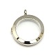 304 Stainless Steel Magnetic Glass Flat Round Photo Living Memory Floating Locket Pendants STAS-L121-15P-1