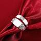 女性のための二重ループスズ合金チェコラインストーンパーティー指輪  エナメル  プラチナ  サイズ6  16.5mm RJEW-BB15389-6P-6