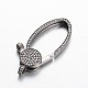 Oval Brass Micro Pave Cubic Zirconia Lobster Claw Clasps KK-E671-03B-2