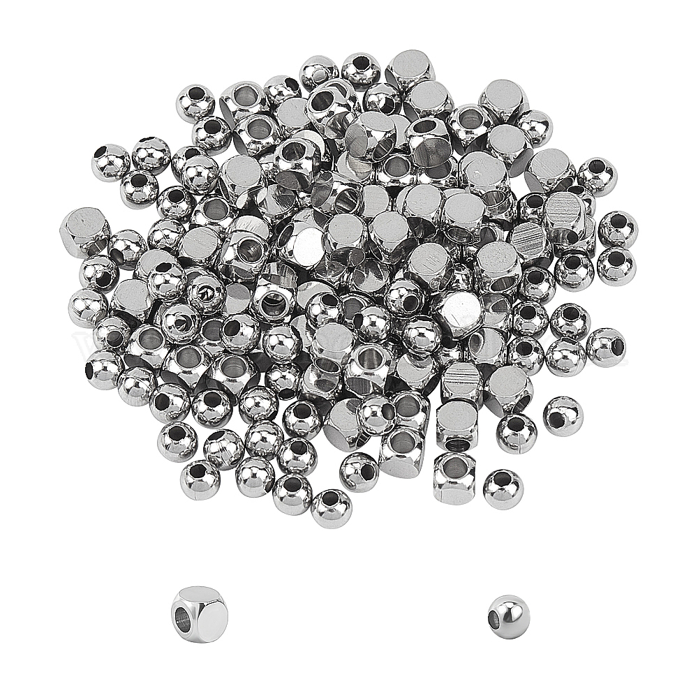 Wholesale Unicraftale Cube Round Loose Beads Pcs Metal Spacer