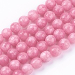 Fili di perline giada naturale, tinto, sfaccettato, tondo, perla rosa, 8mm, Foro: 1 mm, 48 pcs / Filo, 14.5~14.9 pollice