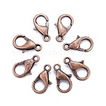 Red Copper Tone Zinc Alloy Lobster Claw Clasps, Parrot Trigger Clasps, Cadmium Free & Nickel Free & Lead Free, 12x6mm, Hole: 1.5mm