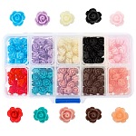 SUNNYCLUE Opaque Resin Beads, Rose Flower, Mixed Color, 9x7mm, Hole: 1mm, 200pcs/box