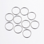 304 Edelstahl offenen Ringe springen, Edelstahl Farbe, 18 Gauge, 12x1 mm, Innendurchmesser: 10 mm, ca. 45 Stk. / 10 g
