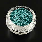 Color Plated DIY 3D Nail Art Decoration Mini Glass Beads, Tiny Caviar Nail Beads, Dark Turquoise, 0.6~0.8mm, about 450g/bag