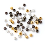 Messing strukturierte Perlen, cadmiumfrei und bleifrei, Runde, Mischfarbe, 4 mm, Bohrung: 1 mm