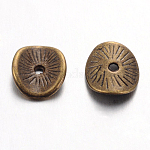 Tibetischen Stil wellenförmige Abstandsperlen, Cadmiumfrei und Nickel frei und Bleifrei, gewölbte Scheibe, Antik Bronze, 9x1 mm, Bohrung: 1 mm