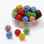 Polymer Ton Strass Perlen, pflastern Discokugel-Korn, Klasse A, Runde, Hälfte gebohrt, Mischfarbe, 8 mm, Bohrung: 1 mm
