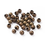 Brass Spacer Beads, Seamless Round Beads, Antique Bronze Color, about 4mm in diameter, hole: 1.8mm