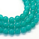 Chapelets de perles rondes en verre imitation jade peint, dark cyan, 6.5mm, Trou: 1.5mm, Environ 145 pcs/chapelet, 31.8 pouce