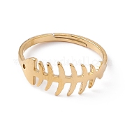 Ion Plating(IP) 201 Stainless Steel Fishbone Adjustable Ring for Women RJEW-K238-12G