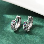Серьги-кольца из латуни с микро-паве EJEW-S277-09P-B