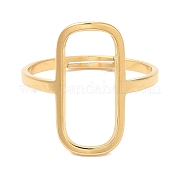 Ion Plating(IP) 304 Stainless Steel Hollow Rectangle Adjustable Ring for Women RJEW-M149-31G