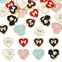 SUNNYCLUE 1 Box 100pcs Stainless Steel Heart Charms Hearts Charm Love Small Double Sided Puffy Valentine Mother's Day Charms for