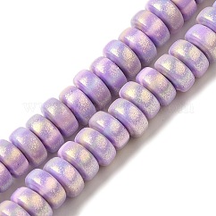Fatti a mano in argilla polimerica perline fili, con polvere di scintillio, rondelle, lilla, 7~7.5x3~3.5mm, Foro: 1.6 mm, circa 116~118pcs/filo, 15.55~15.94'' (39.5~40.5 cm)