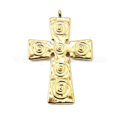 Ciondoli in acciaio inox 304, fascino incrociato, placcatura ionica (ip), oro, 47x30x1.5mm, Foro: 3 mm
