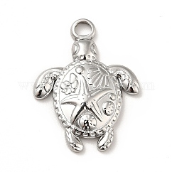 Pendentifs en acier inoxydable 201 anti-ternissement, tortue aux breloques étoile de mer, couleur inoxydable, 23.5x18x3mm, Trou: 2.5mm