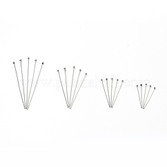 Pasadores de cabeza de acero inoxidable 304 resistentes al deslustre, pins con cabeza, con contenedor de cuentas, tamaño mezclado, color acero inoxidable, 25 mm / 30 mm / 40 mm / 50 mm, cabeza: 2 mm, alrededor de 200 unids / bix