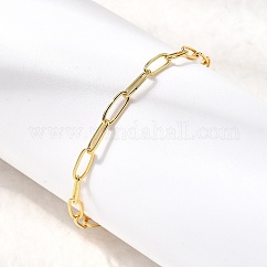 Pulseras de cadena con clip de latón de 3.5 mm, chapado en rack, Plateado de larga duración, sin plomo y cadmio, real 18k chapado en oro, 6-1/2 pulgada (16.5 cm)