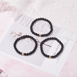 Bracciali elastici per aromaterapia con perline rotonde di roccia lavica naturale&nbsp;BJEW-JB07042
