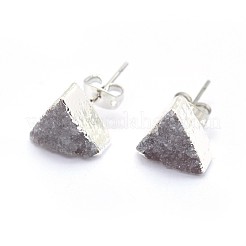 Orecchino di perline in cristallo di quarzo naturale druzy&nbsp;EJEW-F173-E01-S