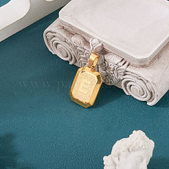 1 pièce de pendentif rectangulaire en acier inoxydable avec lettres&nbsp;NJEW-TA0001-22E