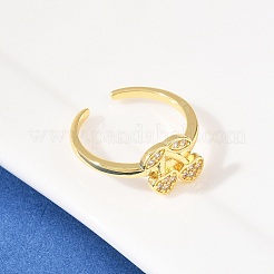 Anelli per polsini da donna in ottone con micro pavé di zirconi cubici&nbsp;RJEW-B153-03G