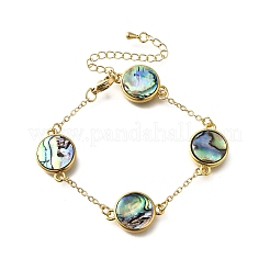 Gliederarmbänder aus Messing mit Abalone-Muschel&nbsp;BJEW-D315-01G