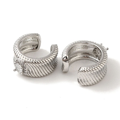 Gestellplattierte Messing-Pflasterohrringe mit klarem Zirkonia und gewelltem Ring für Damen&nbsp;EJEW-P280-09P