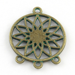 Flor de la aleación de zinc plana componentes para lámparas de techo bandeja redondas vincula cabochon bases&nbsp;PALLOY-R065-127-FF
