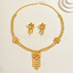 Luxuriöses Set aus langer Halskette und Ohrringen mit floralen Quasten aus einer Legierung für Damen&nbsp;KK0022