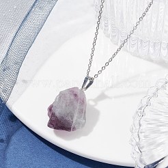 Colliers pendentif pépite de fluorite naturelle&nbsp;NJEW-JN04507-01