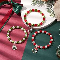 Bracelets extensibles en plastique ABS imitation perle&nbsp;BJEW-JB10941