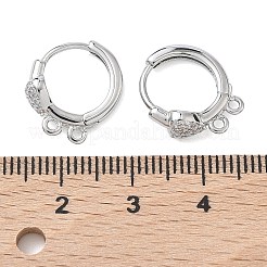 Componenti per orecchini a cerchio Shegrace in ottone con micro pavé di zirconi cubici trasparenti&nbsp;XGR0153P-92P