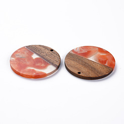 Colgantes de resina transparente y madera de nogal&nbsp;RESI-T035-35D