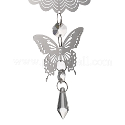 Moulin à vent papillon 201 en acier inoxydable 3d avec pendentif en verre&nbsp;HJEW-E011-01P-02