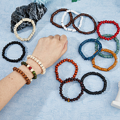 15 ensemble de bracelets extensibles en perles de bois de 15 styles&nbsp;BJEW-FI0001-26