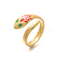 Anello aperto a forma di serpente in acciaio inossidabile smaltato 201 per donna&nbsp;LS-RJEW-A053-05G-01