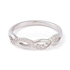Anello da dito in acciaio inossidabile 304 infinito con zirconi cubici trasparenti per donna&nbsp;RJEW-C086-02-P
