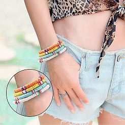 Handgemachte Polymer Clay heishi Perlen Stretch Armbänder&nbsp;BJEW-GA0001-01