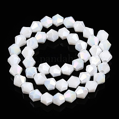 Hebras de cuentas de vidrio electrochapado de color sólido opaco&nbsp;EGLA-A039-P6mm-B15