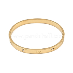 Pulseras de acero inoxidable 201 con rhinestone para mujer.&nbsp;BJEW-B138-04G