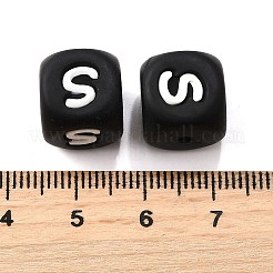 20 pièces cube noir lettre perles de silicone 12x12x12mm dés carrés alphabet perles avec 2mm trou entretoise perles de lettre en vrac pour bracelet collier fabrication de bijoux&nbsp;JX433S