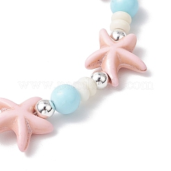 Braccialetti elastici per le donne con perline sintetiche di turchese tinte e perline rotonde di howlite naturale&nbsp;BJEW-JB11792-01