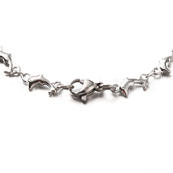 Anlaufgeschützte Delfin-Gliederarmbänder aus 304 Edelstahl&nbsp;BJEW-O076-03P