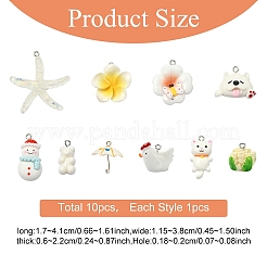10pcs 10 styles de pendentifs en résine opaque&nbsp;RESI-YW0005-35