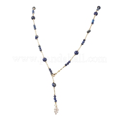 Lariat-Halsketten aus natürlichem Lapislazuli (rund und in Nuggetsform)&nbsp;NJEW-JN05727